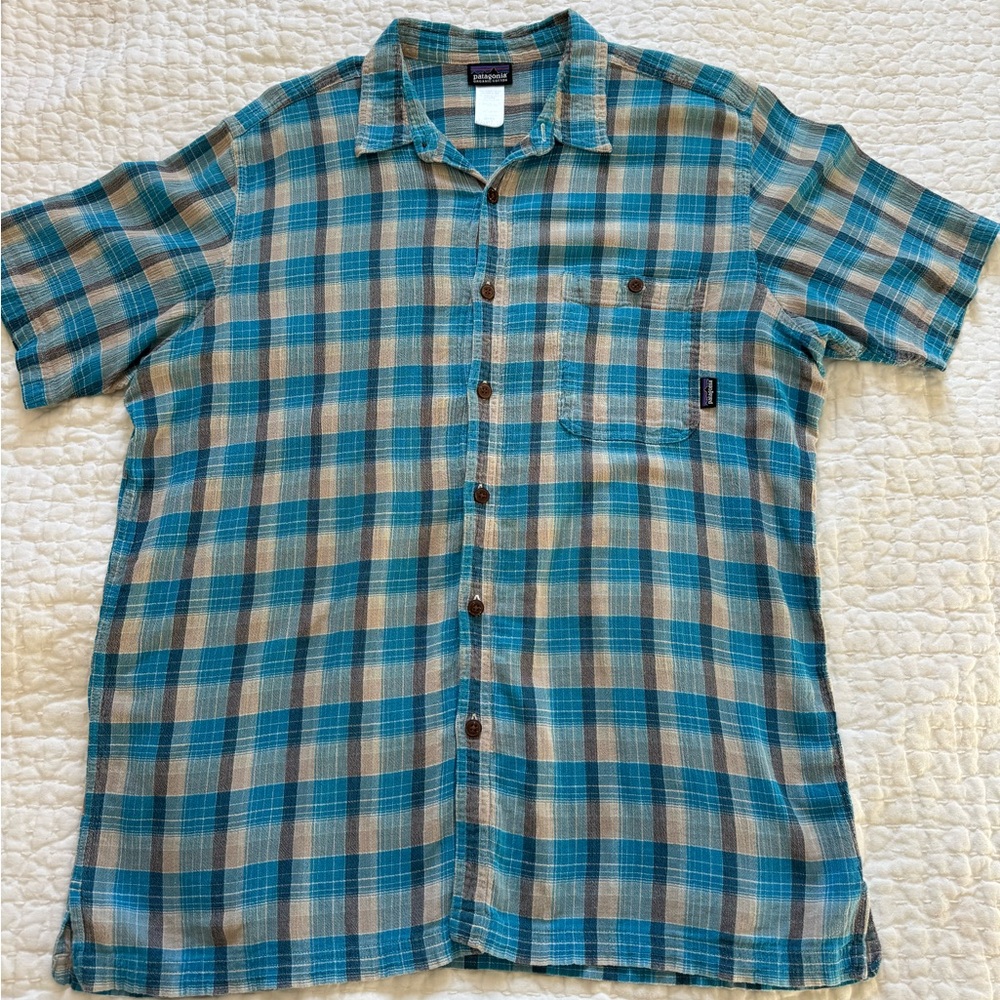 Patagonia Blue snd Navy Plaid Casual Shirt